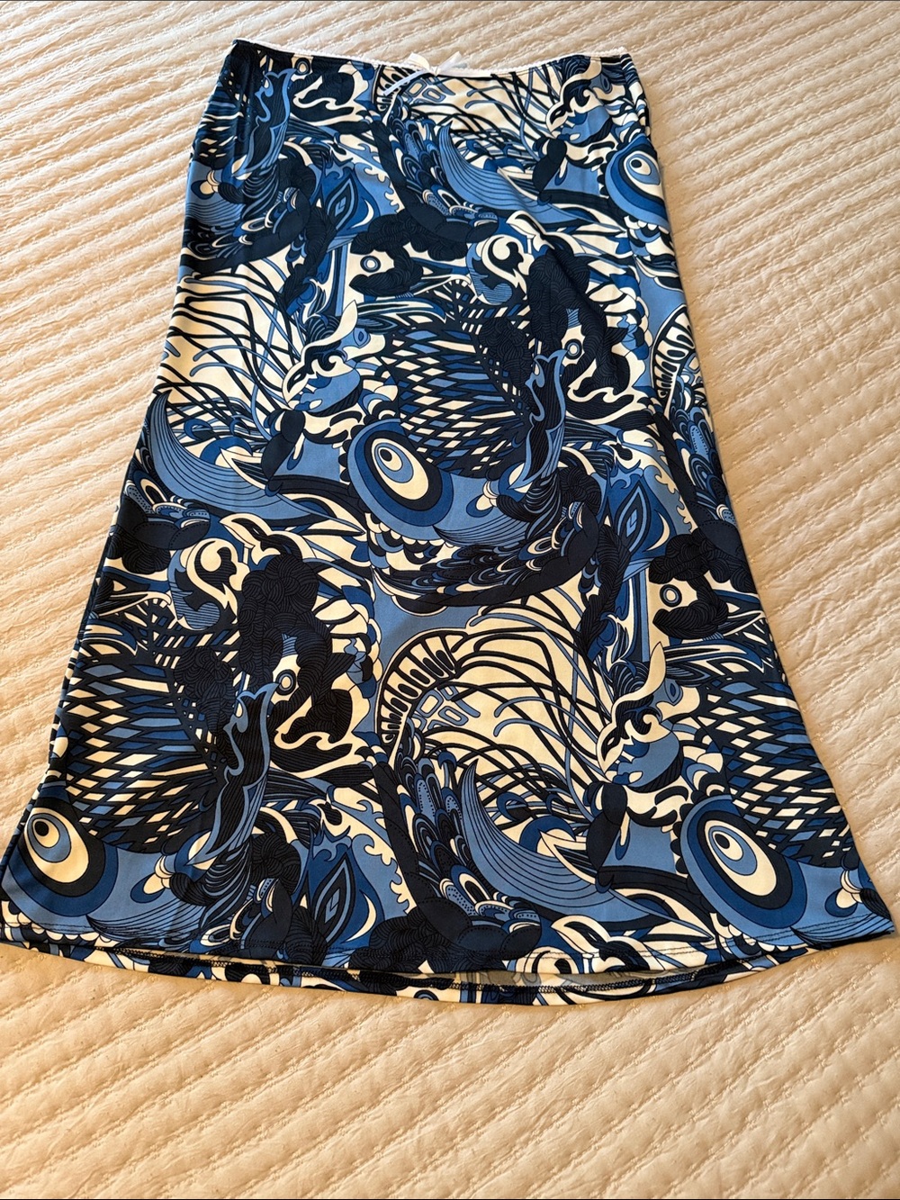 Jules & Leopold Wedgewood Blue & Cream Abstract Print A-Line Slip Skirt Med ❤️